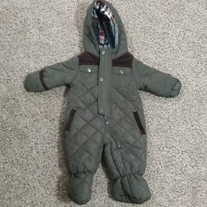 Dark green baby snowsuit